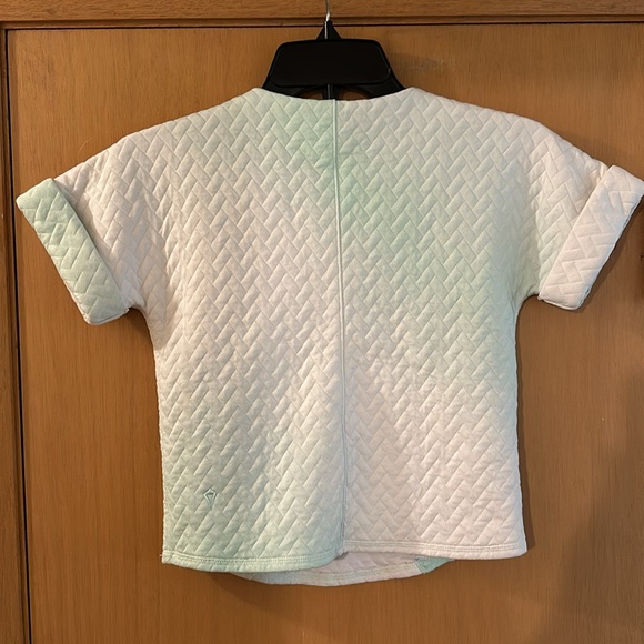 Lululemon Ivivva Kids Girls Quilted Short Sleeve Top Mint Green White Size 7 - Picture 7 of 8